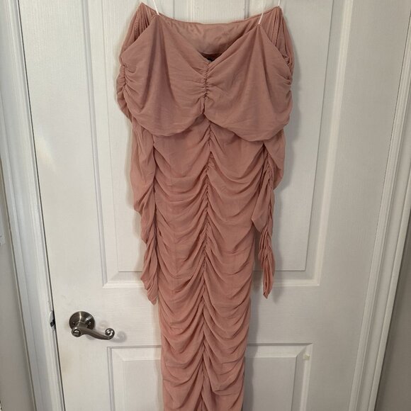 Pink Ruched Maxi Dress - Picture 2 of 3